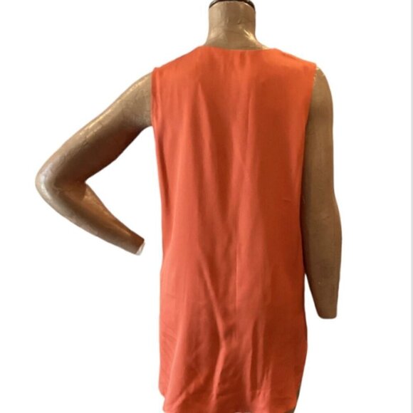 Ann Taylor Silk Sleeveless Top Sz M Rust/Burnt Orange Longline Tunic #243Q - Picture 5 of 8
